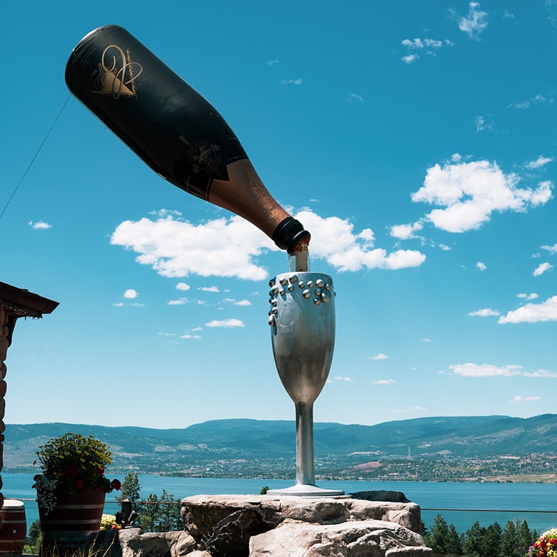 Buzz Marketing – Summerhill Winery Glass and Bottle Statue