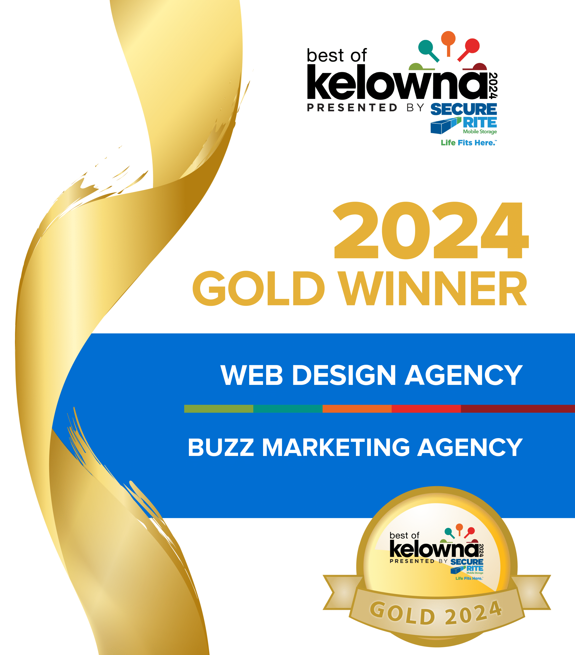 Buzz marketing best of kelowna web design agency gold winner certificate