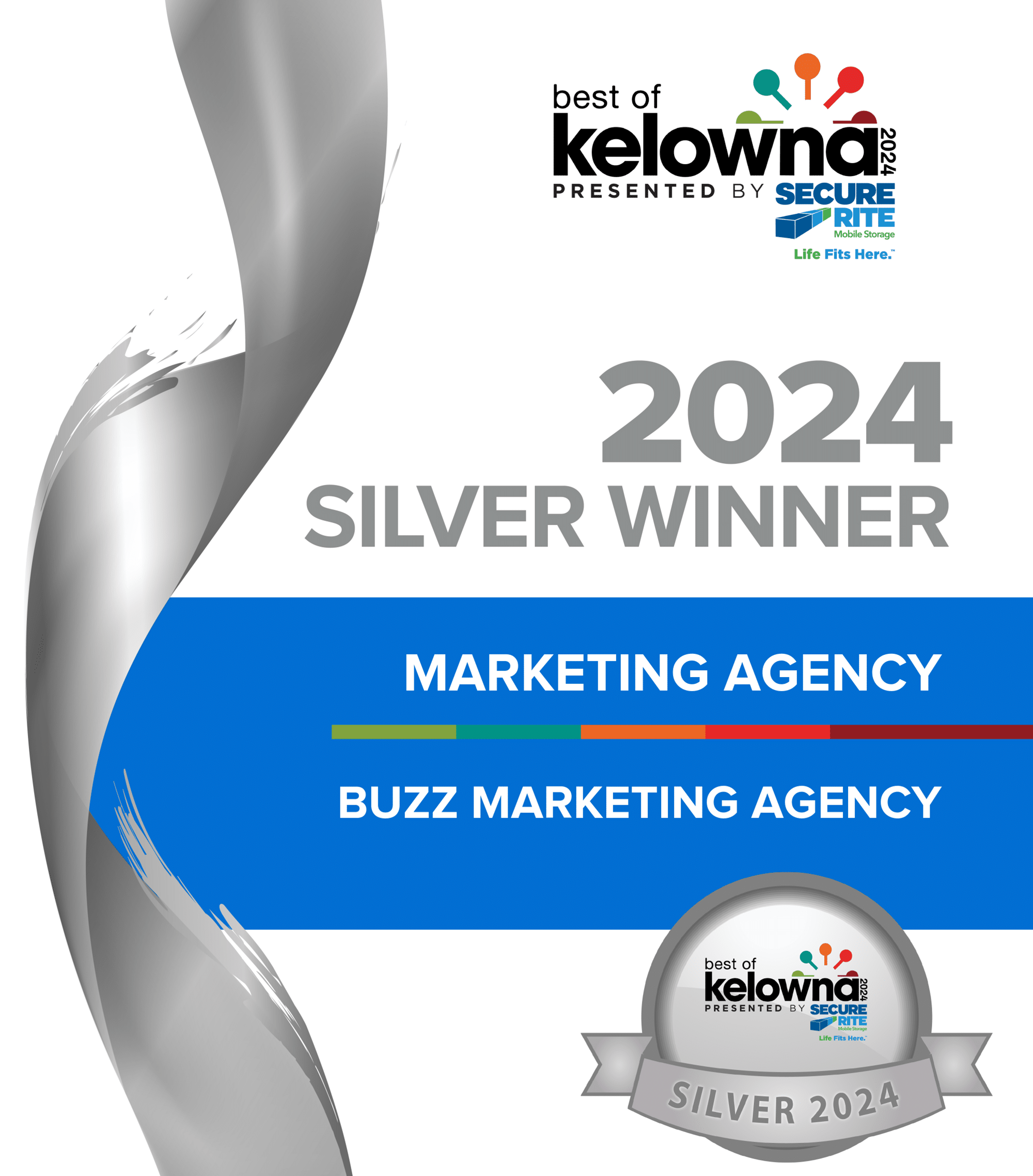 Buzz Marketing Best of Kelowna Marketing Agency 2024 Silver Winner certificate